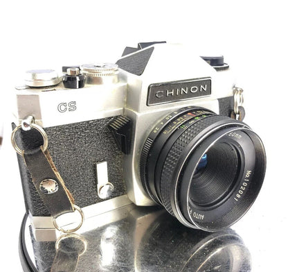 CHINON CS 35mm SLR FILM CAMERA WITH 2 Lenses 50mm,135mm+Bag+Manual#BB61