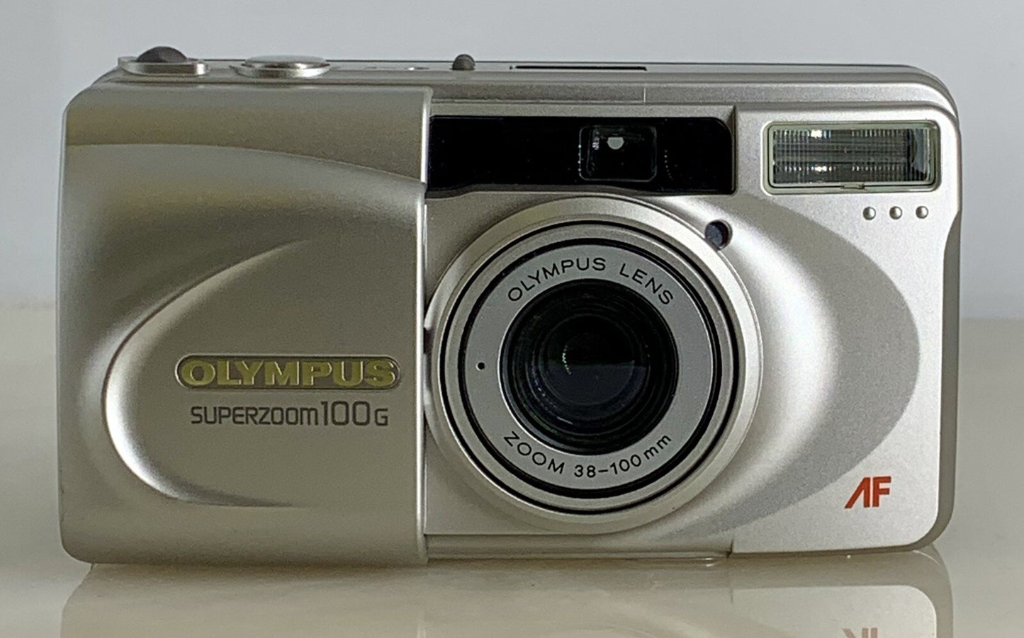 Olympus Superzoom 100G 35mm Film Point & Shoot Camera + SILVER + TESTED - 2941