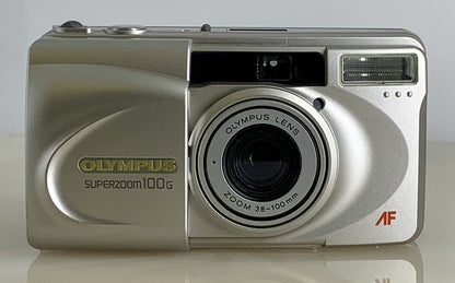Olympus Superzoom 100G 35mm Film Point & Shoot Camera + SILVER + TESTED - 2941