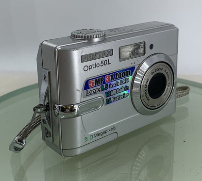 Pentax Optio 50L 5.0MP Compact Digital Camera + WIRE SILVER TESTED - 8732