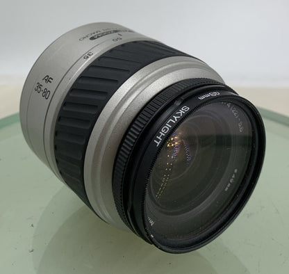 MINOLTA AF ZOOM LENS 35-80MM 1:4 (22) - 5.6 SILVER WITH BAG TESTED - 7282