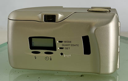 Olympus MJU II 35mm ALL WEATHER FILM CAMERA GOLDEN WITH COVER TESTED - 3194