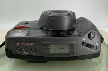 Samsung AF Zoom 105S 35mm POINT AND SHOOT FILM CAMERA SILVER+ COVER TESTED - 4477