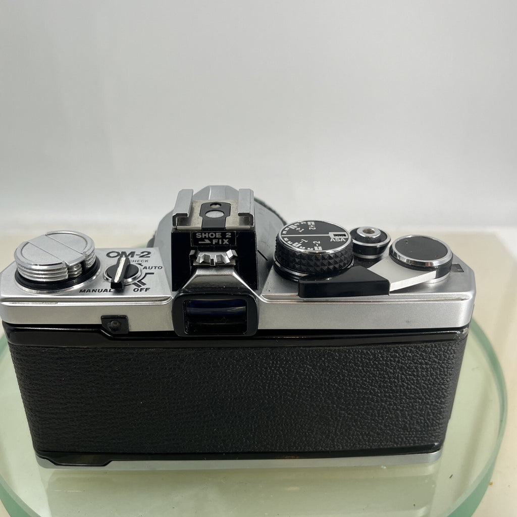 Olympus OM-2 35mm SLR camera body & Hotshoe 2 50mm 1:3.5 Silver Nose TESTED #8857