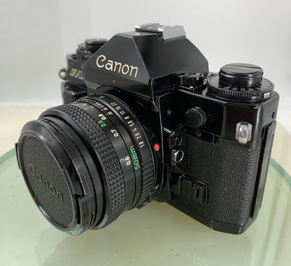 Canon A-1 35mm SLR Film Camera + FD 50mm f/1.8 Prime Lens BOXED, BOOK, STRAP#80611