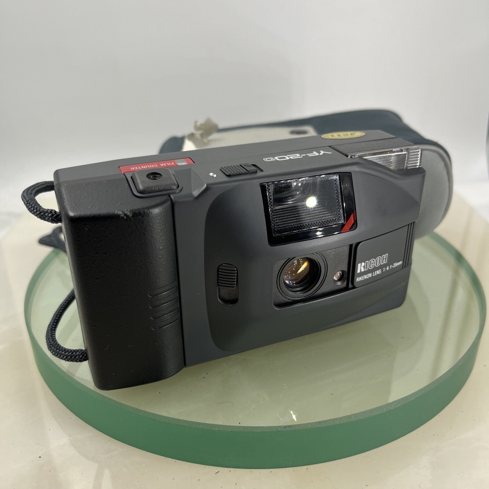 RICOH YF-20D 35MM FILM CAMERA, RIKENON 1:4 F=35mm LENS + CASE, TESTED  #4200
