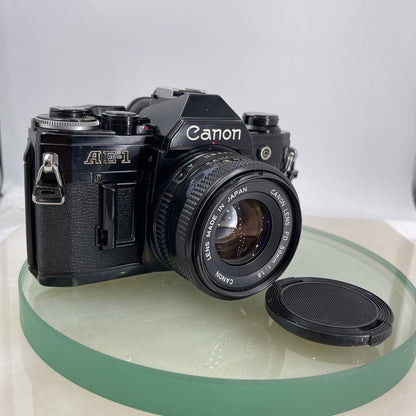 Canon AE-1  Black 35mm SLR Film Manual Camera + Canon 50mm Lens 1.8 TESTED #6120