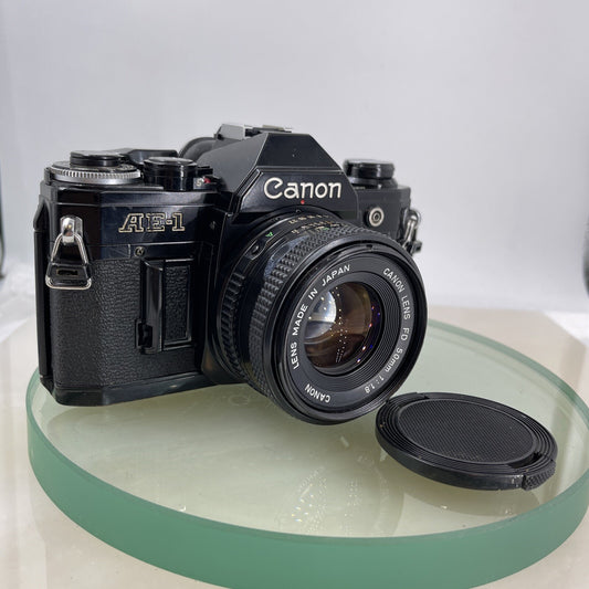 Canon AE-1  Black 35mm SLR Film Manual Camera + Canon 50mm Lens 1.8 TESTED #6120