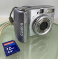 CANON POWERSHOT A550 7.1MP CAMERA WITH 1.0GB SD CARD SILVER TESTED - 8750