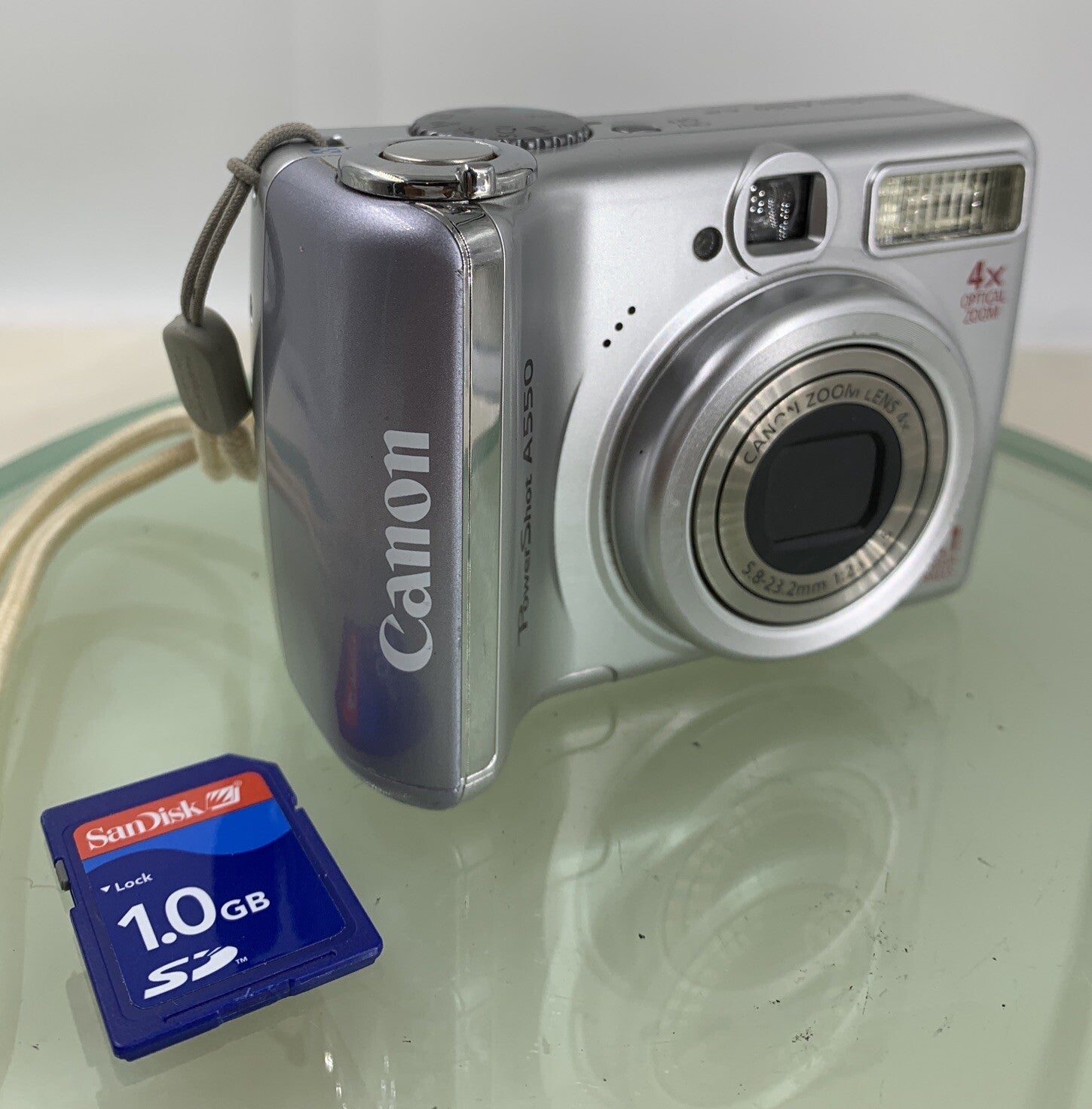 CANON POWERSHOT A550 7.1MP CAMERA WITH 1.0GB SD CARD SILVER TESTED - 8750