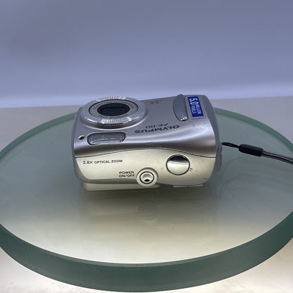 Olympus FE-110 5.0MP Compact Digital Camera Silver Tested Takes AA batteries #917