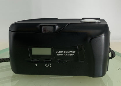 Olympus MJU II 35mm ALL WEATHER FILM CAMERA BLACK WITH COVER TESTED + TIN #4925