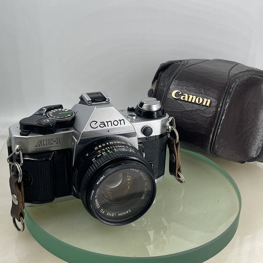 Canon AE-1 Program 35mm SLR Film Manual Camera + Canon 50mm F/1.8 FD Lens +# 4760