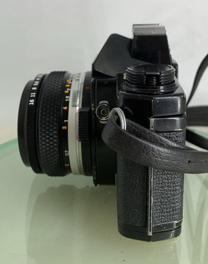 Olympus OM-2n Black - 35mm SLR Film Camera + 50mm f/1.8 Lens-Tested & Working 723