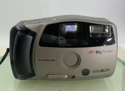 Minolta AF- BIG FINDER GREY SHOOT VINTAGE FILM CAMERA WITH COVER TESTED - 3071