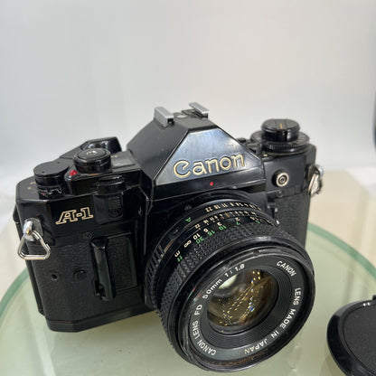 BEAUTIFUL Canon A-1 35mm SLR Camera Body+ FD 50mm f/1.8 FULLY WORKING #74412