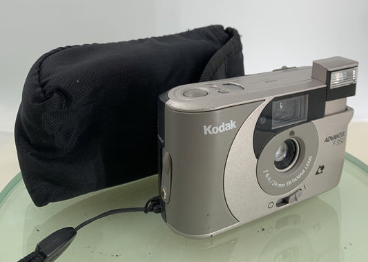 KODAK ADVANTIX F350 GREY COMPACT FILM CAMERA - WITH COVER - TESTED - 2240
