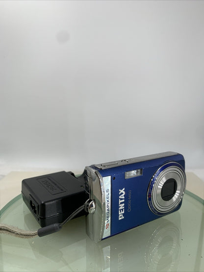 Pentax COMPACT  DIGITAL CAMERA Optio M60 10.0MP BLUE + CHARGER TESTED - 1670