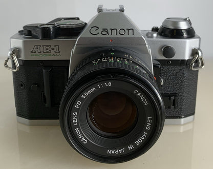 Canon AE-1 Program 35mm SLR Film Manual Camera + Canon 50mm F/1.8 FD Lens #2141