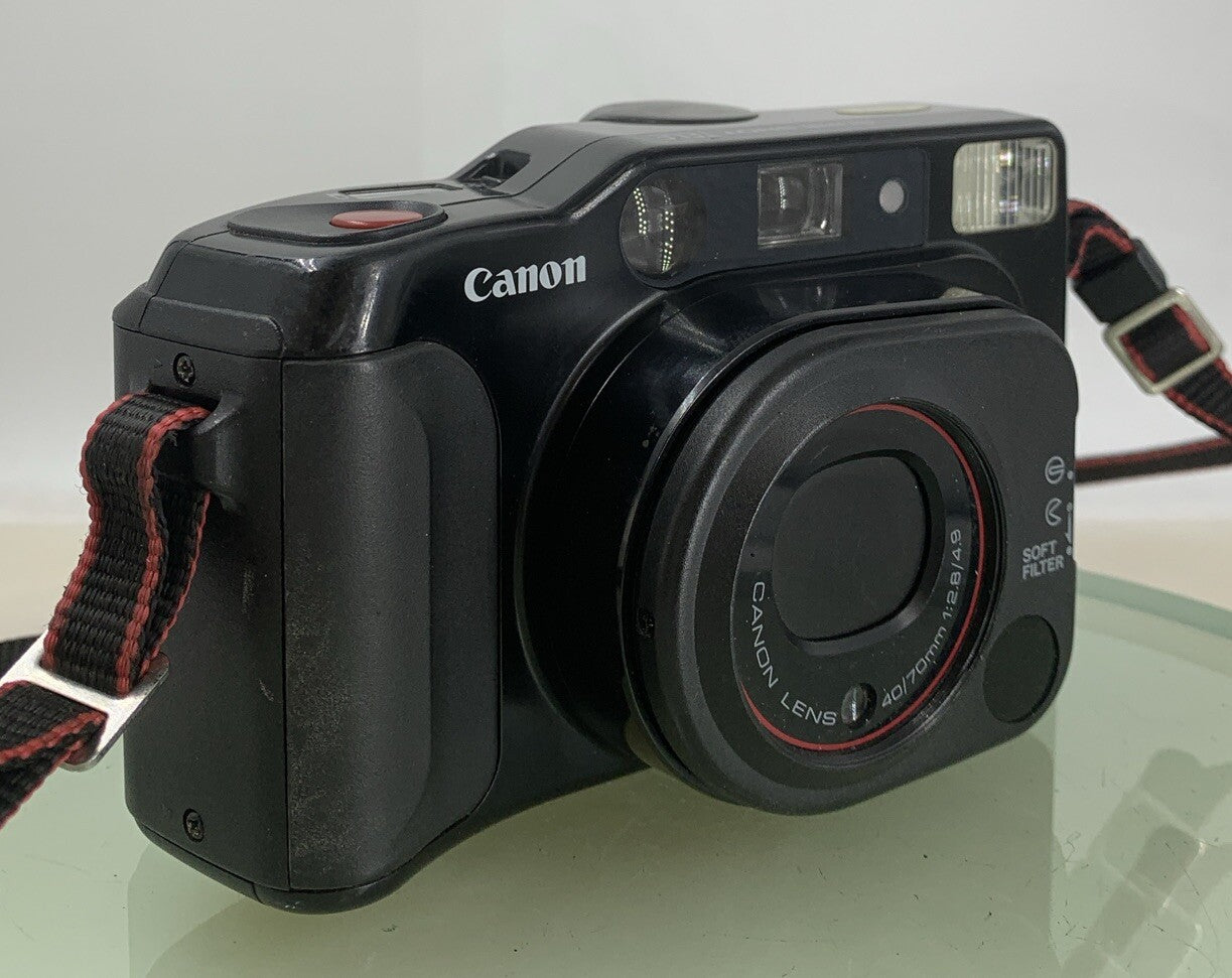 Canon Sure Shot Tele 35mm Film Point and Shoot Camera BLACK TESTED - 6420