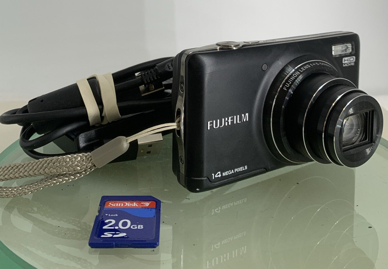 FujiFilm FinePix T350 Digital Camera BLACK+CHARGER+WIRE+2GB CARD TESTED - 9920