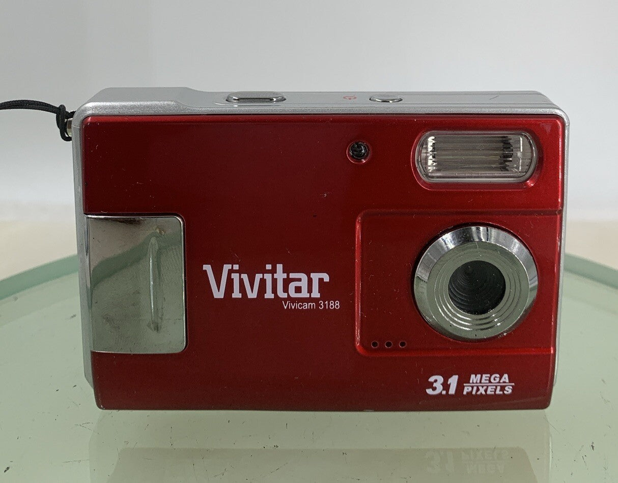 Vivitar Vivicam 3188 3.1MP RED COMPACT DIGITAL CAMERA NO CHARGER TESTED - 2571