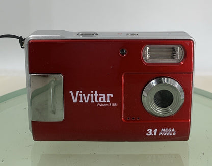 Vivitar Vivicam 3188 3.1MP RED COMPACT DIGITAL CAMERA NO CHARGER TESTED - 2571
