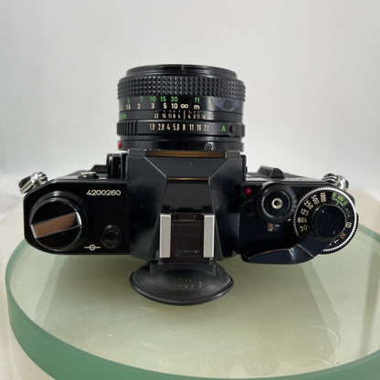 Canon AE-1  Black 35mm SLR Film Manual Camera + Canon 50mm Lens 1.8 TESTED #6126
