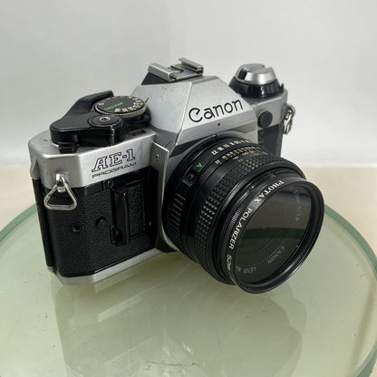 Canon AE-1 Program 35mm SLR Film Manual Camera + Canon 50mm F/1.8 FD Lens +# 8818