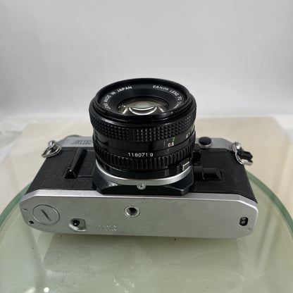 Canon AE-1  35mm SLR Film Manual Camera + Canon 50mm F/1.8 FD Lens Like A-1 #7485