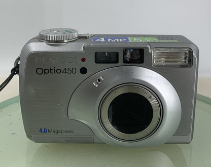 Pentax Optio 450 Digital Camera. 4.0MP, 5 x Zoom SILVER NO CARD TESTED - 4311