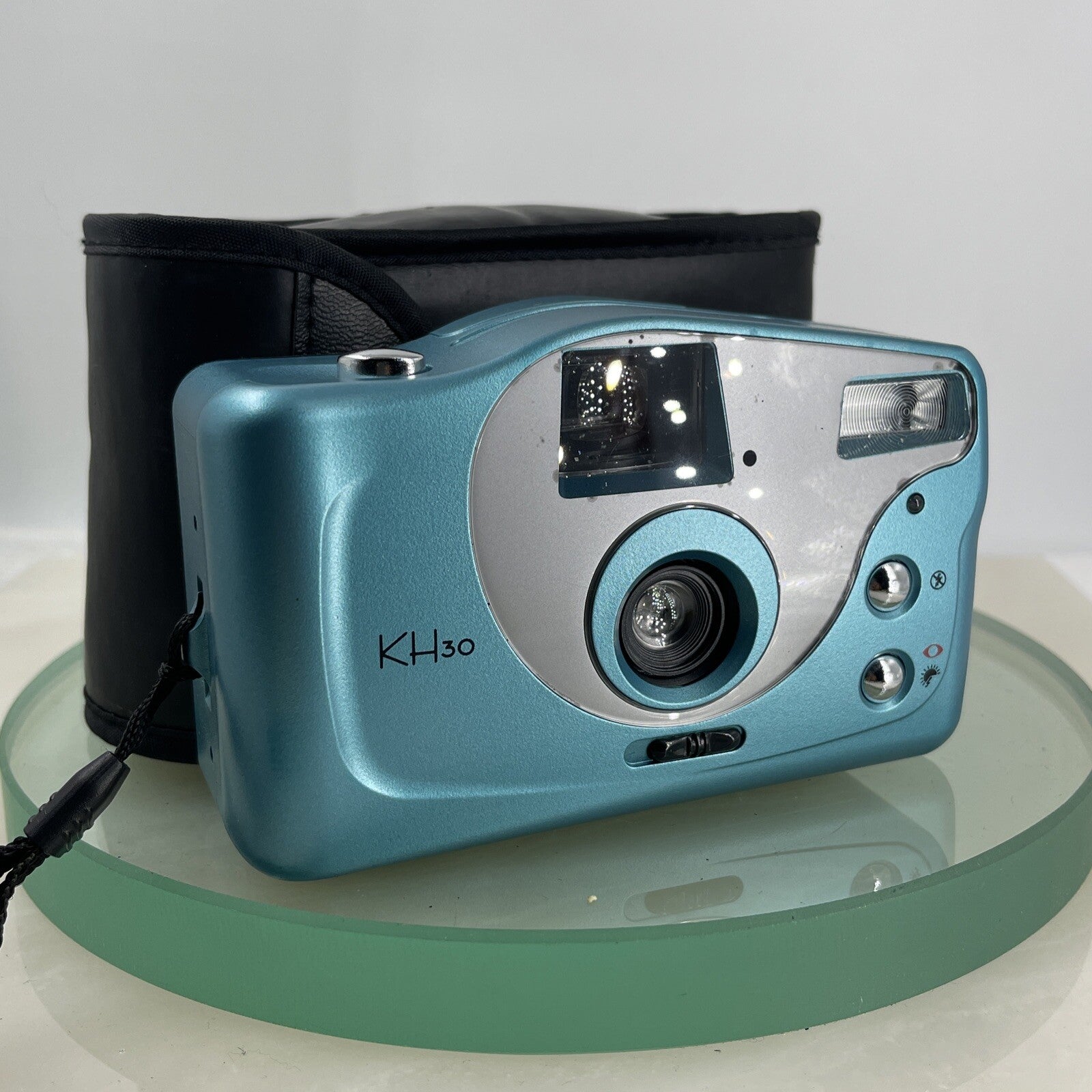 KH30 Film Camera 35mm With Built-In Flash Tested + Cased Blue #6710