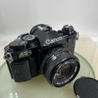 Canon AE-1 Program 35mm SLR Film Manual Camera BLACK+Canon 50mm F/1.8 FD Lens7579