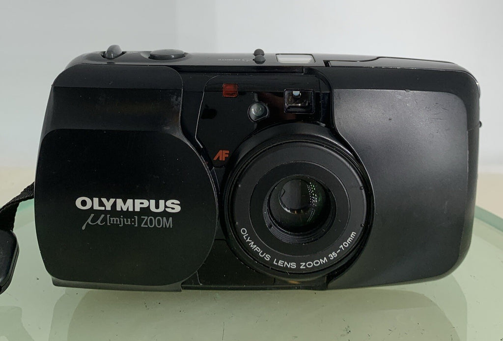 Olympus Mju Zoom 35mm Film Point and Shoot Camera Black Tested + BOX,SERVICED1011