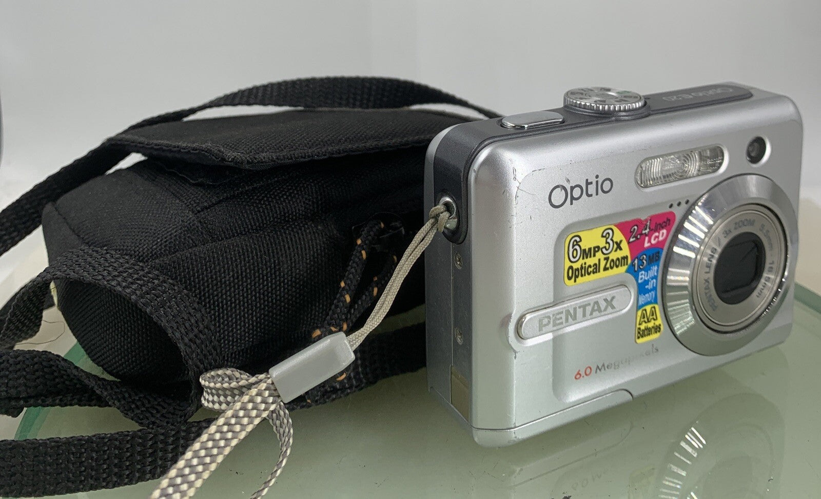 Pentax COMPACT DIGITAL CAMERA Optio E20 6.0MP Silver WITH COVER TESTED - 40