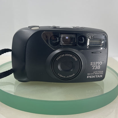 Pentax Espio 738 35mm Film Point and Shoot Camera Black Tested #6911