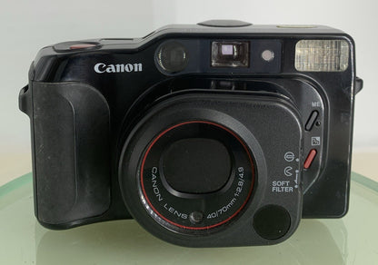 Canon Sure Shot Multi Tele 35mm Film Camera Black NO BATTERY - TESTED - 5671