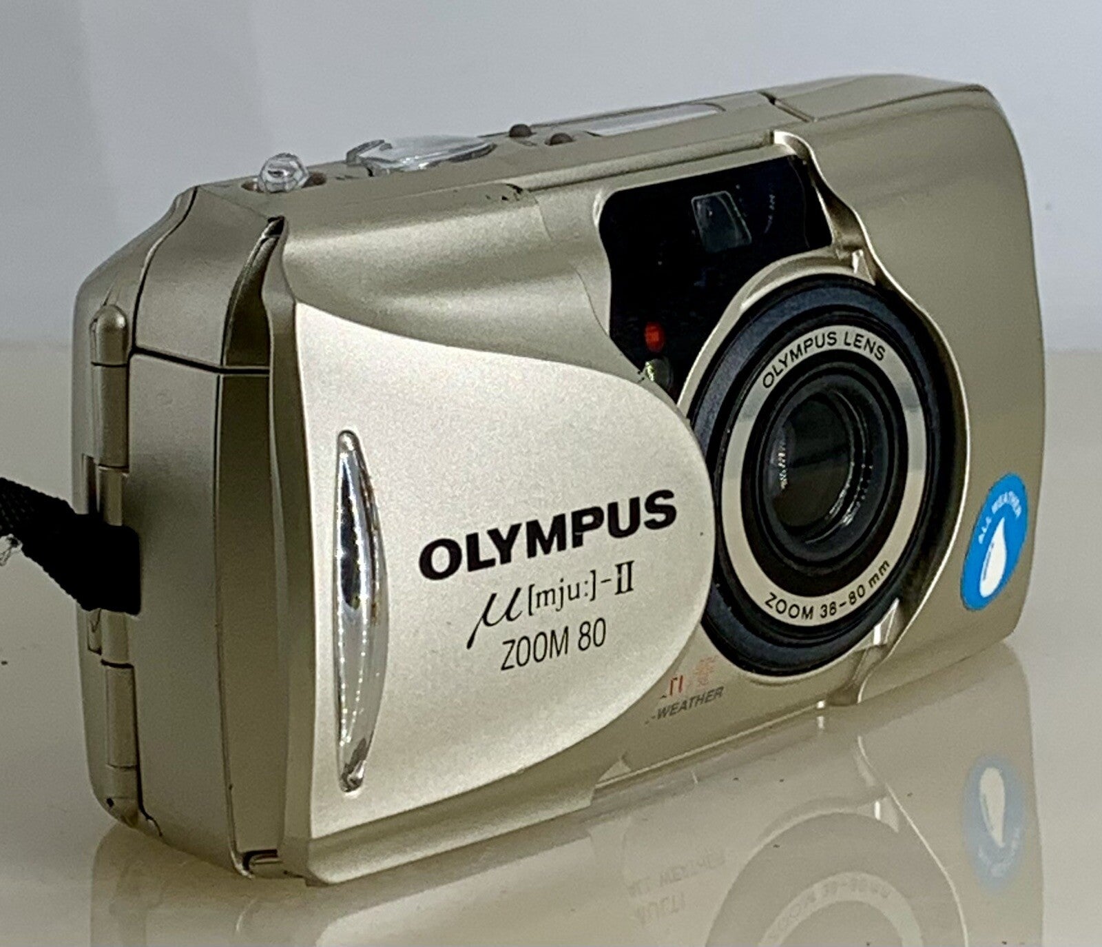 Olympus mju ii Zoom 80 35mm Ultra Compact Camera Beige All Weather  Working #832