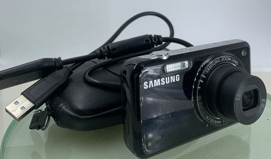 Samsung PL122 14.2MP DIGITAL SELFIE SCREEN CAMERA BLACK+WIRE+BAG TESTED - 4180