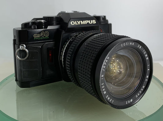 Vintage Olympus OM40 DX Program 35mm Film SLR Camera w/26 - 70mm Cosina Lens#4960