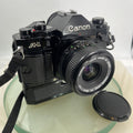 Canon A-1 35mm SLR Camera Body+ FD 50mm f/2.8 + POWER WINDER FULLY WORKING #8770