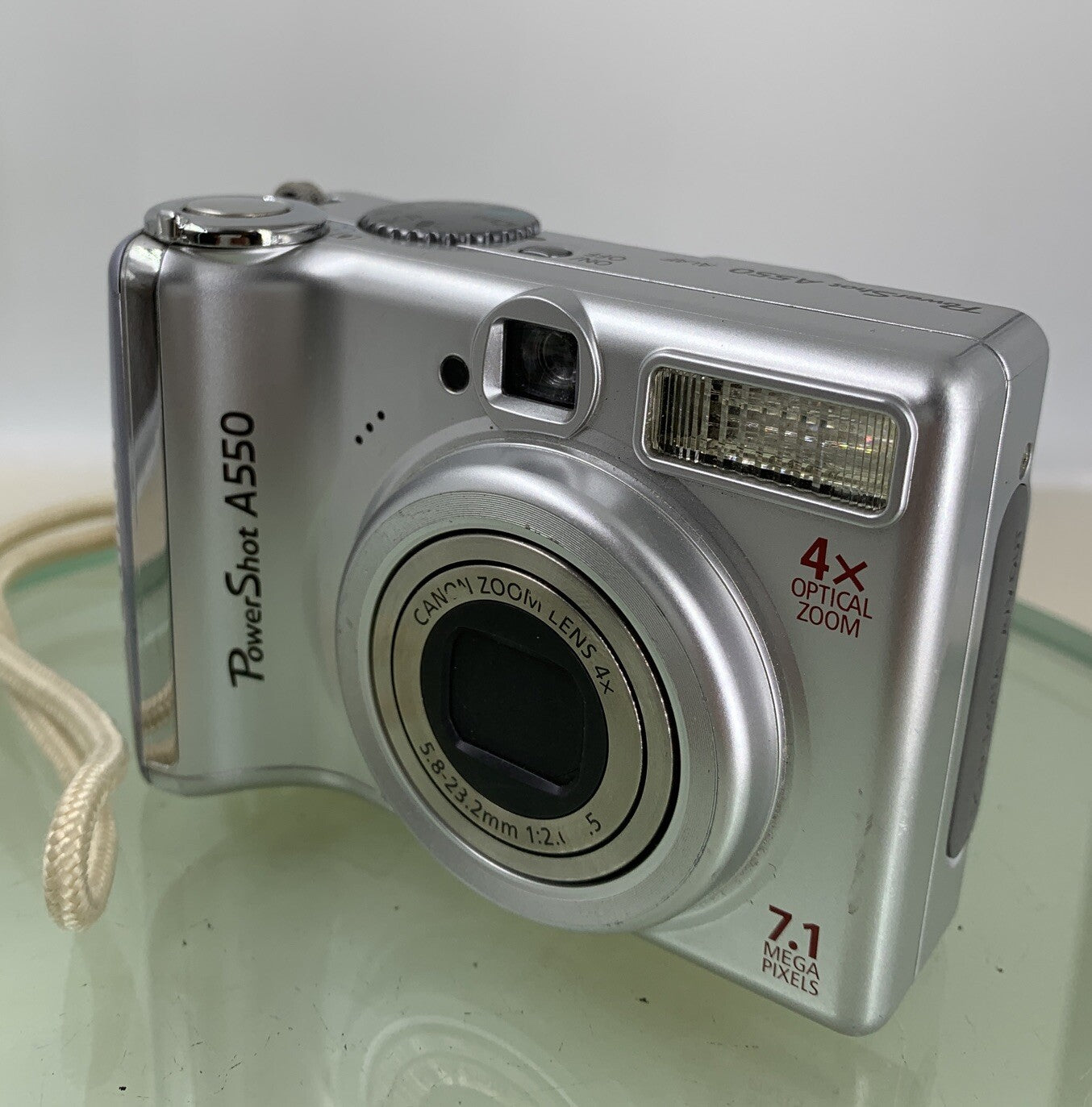 CANON POWERSHOT A550 7.1MP CAMERA WITH 1.0GB SD CARD SILVER TESTED - 8751