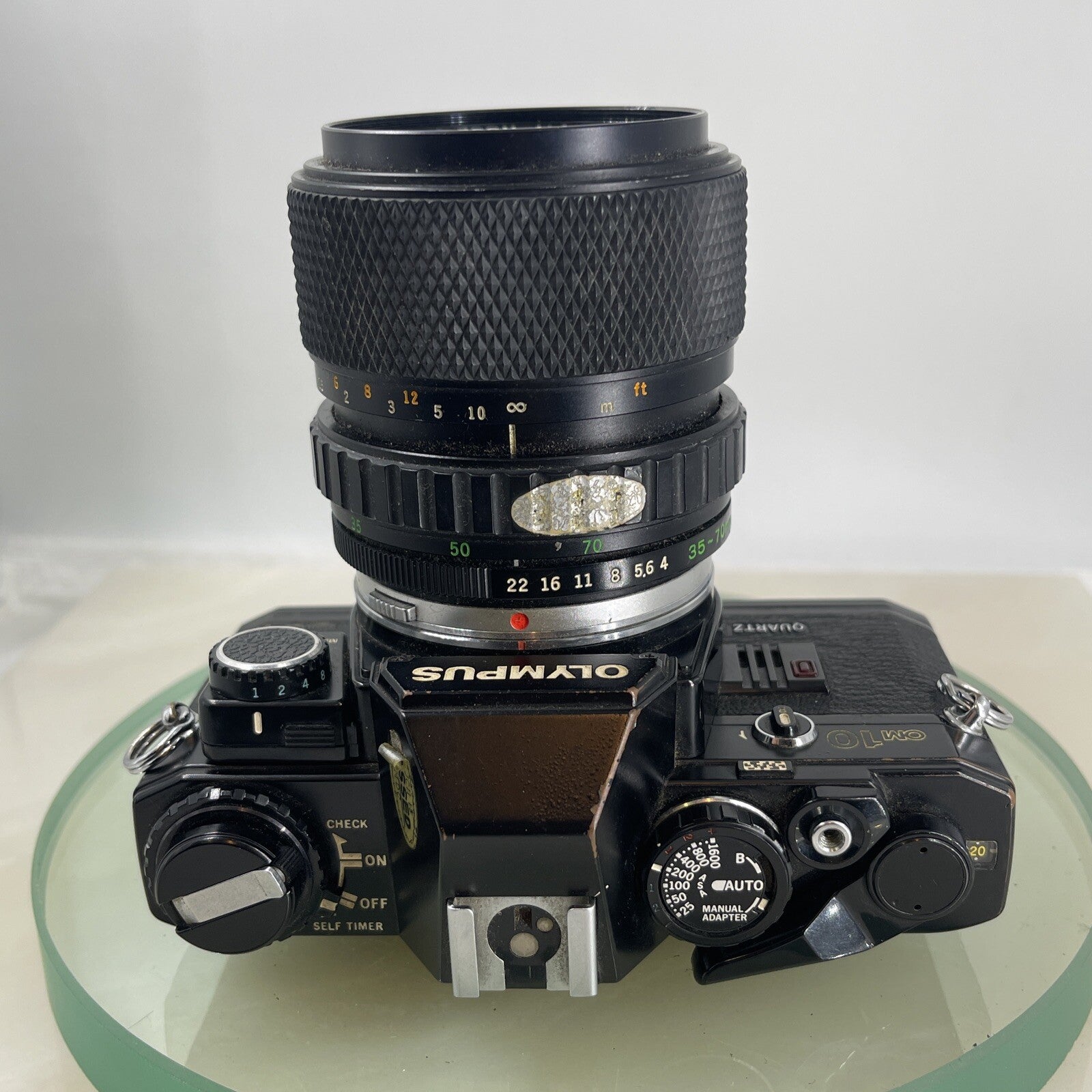 Black Quartz Olympus OM10 35mm SLR Camera Olympus 35-70mm Manual Adapter TESTED6