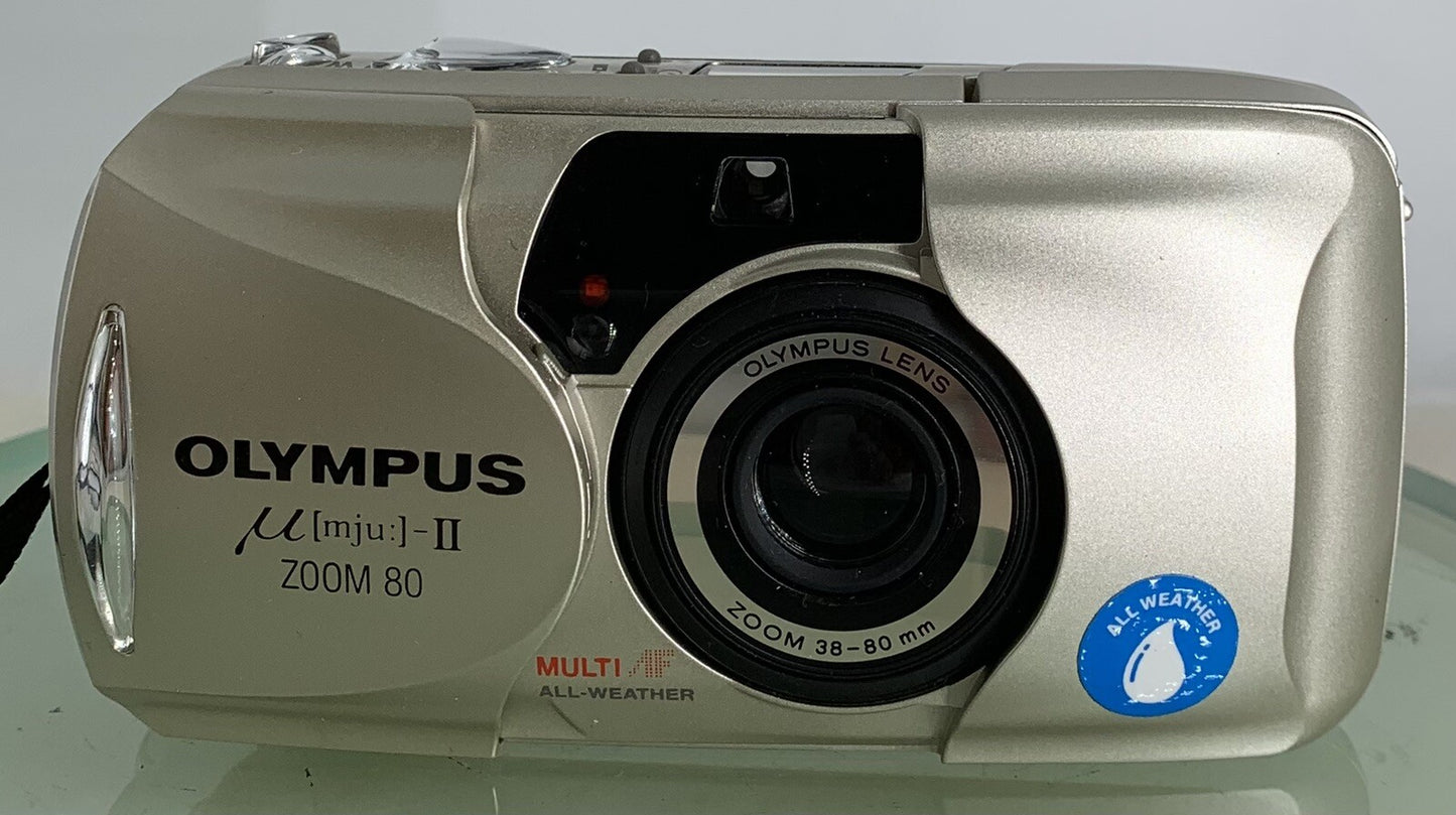 Olympus mju ii Zoom 80 35mm Ultra Compact Camera BEIGE All Weather  Working +TIN1