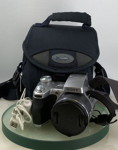 Sony Cyber-Shot DSC-H1 5.1MP DIGITAL CAMERA SILVER + BAG + WIRE TESTED - 9350