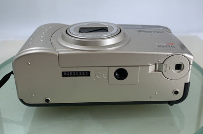 PRETEC KH70 ZOOM AF POINT AND SHOOT FILM CAMERA SILVER WITH COVER TESTED - 8338