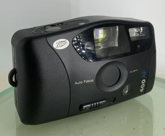 Boots 400AF BLACK POINT AND SHOOT FILM CAMERA AUTOFOCUS NOBATTERY TESTED - 8060