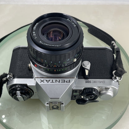 Pentax ME Super 35mm SLR Film camera + TAKUMAR  28mm 1:2.8 Lens TESTED #9287
