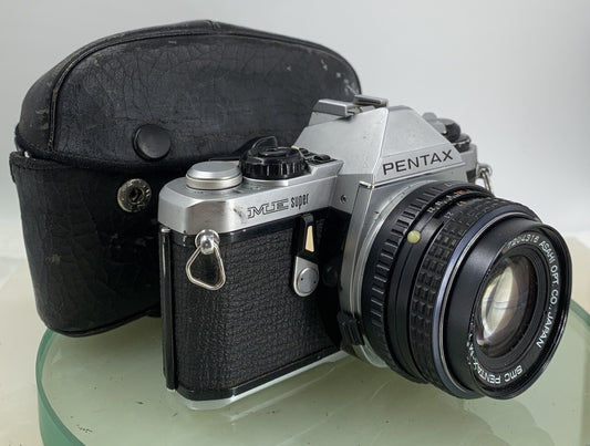 Pentax ME Super 50mm f/1.7 ASAHI LENS BLACK FILM CAMERAWITH COVER TESTED - 2560