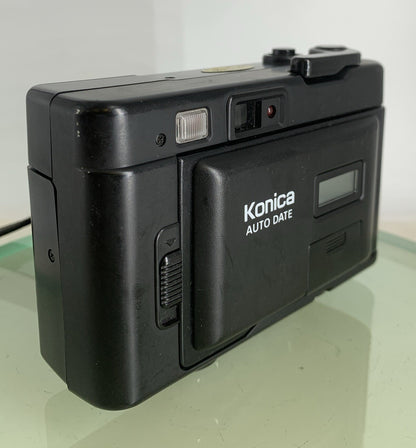 Konica EFJ 35MM AUTODATE BLACK POINT AND SHOOT FILM CAMERA BLACK TESTED - 8244
